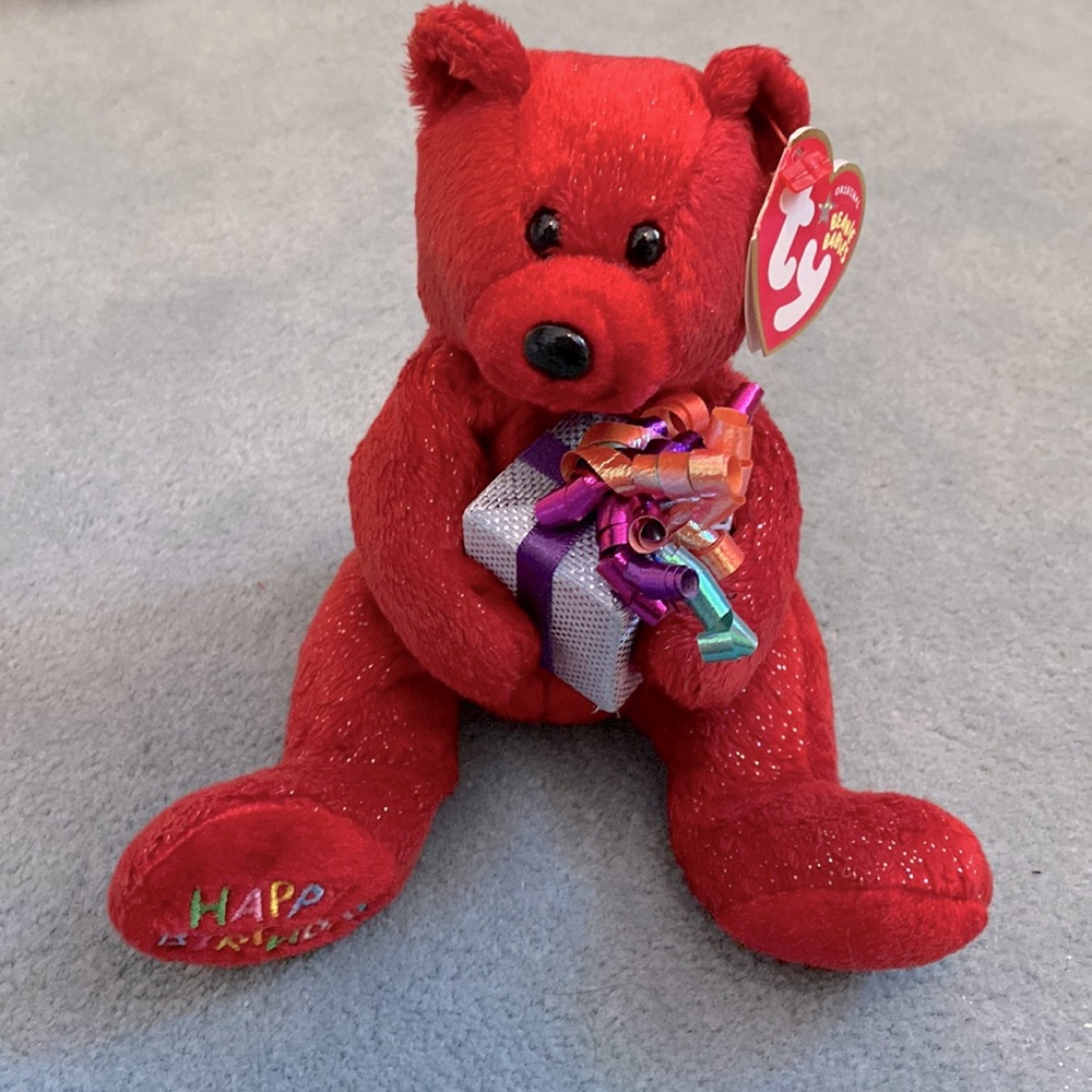 Ty Beanie Babies Happy Birthday Gift Stuffed Animal Teddy Bear Vintage Y2K Plush